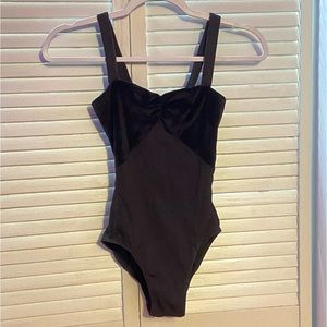 Mirella Black Half Velvet Leotard